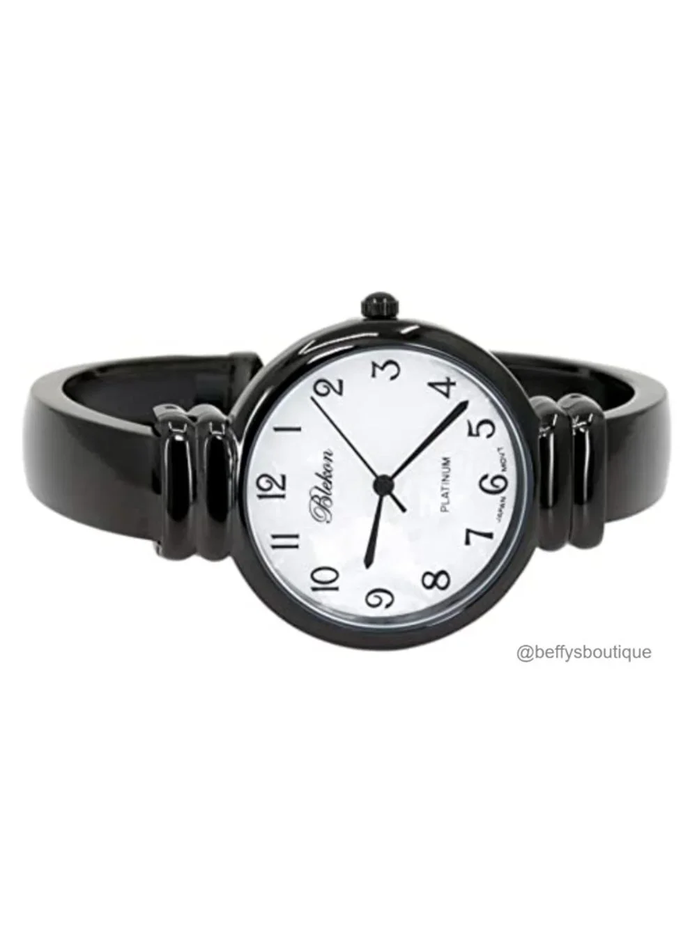 Mother of Pearl Cuff Bracelet Watch Women Japanese Quartz Metal Bangle